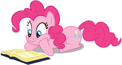 Size: 11215x6000 | Tagged: safe, artist:janocota, pinkie pie, earth pony, pony, absurd resolution, book, simple background, transparent background, vector