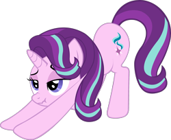 Size: 2500x2037 | Tagged: safe, starlight glimmer, pony, unicorn, exploitable meme, female, iwtcird, lidded eyes, meme, scrunchy face, simple background, solo, stretching, transparent background, vector