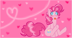 Size: 1001x537 | Tagged: safe, artist:hippieunicornflower, pinkie pie, earth pony, pony, female, mare, pink coat, pink mane, solo, tongue out