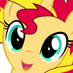 Size: 1000x1000 | Tagged: safe, artist:light262, sunset shimmer, pony, unicorn, close-up, cropped, cute, female, happy, hi anon, looking at you, mare, open mouth, open smile, shimmerbetes, smiling, smiling at you, solo