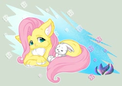 Size: 1024x721 | Tagged: safe, artist:raininess, angel bunny, fluttershy, cat, rabbit, catified, fluttercat, species swap