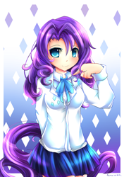 Size: 1000x1421 | Tagged: safe, artist:fenrixion, rarity, human, humanized, pixiv, solo, tailed humanization