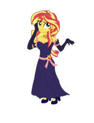 Size: 2479x3229 | Tagged: safe, artist:remcmaximus, sunset shimmer, equestria girls, clothes, cute, evening gloves, formal dress, gloves, shimmerbetes, solo