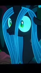 Size: 1440x2560 | Tagged: safe, screencap, queen chrysalis, changeling, changeling queen, the mean 6, female, picture of a screen, solo, surprised