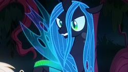 Size: 2560x1440 | Tagged: safe, screencap, queen chrysalis, changeling, changeling queen, the mean 6, female, picture of a screen, solo