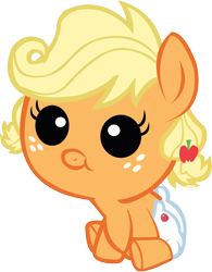 Size: 1900x2436 | Tagged: safe, artist:daggetwithadagger, applejack, earth pony, pony, apple family reunion, baby, baby pony, babyjack, diaper, filly, foal, simple background, sitting, solo, transparent background, vector