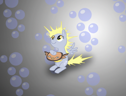 Size: 562x430 | Tagged: safe, artist:zicygomar, derpy hooves, pegasus, pony, bubble, crossover, female, mare, pokémon, stunfisk