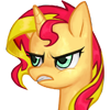 Size: 100x100 | Tagged: safe, artist:pohwaran, sunset shimmer, pony, unicorn, angry, icon, simple background, solo, transparent background