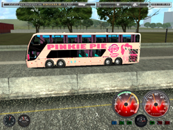 Size: 800x600 | Tagged: safe, artist:rodriguez, pinkie pie, earth pony, pony, 18 wos haulin, female, mare, mod bus, pink coat, pink mane