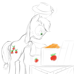 Size: 600x600 | Tagged: safe, artist:cheshiresdesires, applejack, earth pony, pony, female, mare, orange, sketch