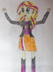 Size: 510x691 | Tagged: safe, artist:hakdurbin, sunset shimmer, equestria girls, christian sunset shimmer, crying, humanized, tears of joy, traditional art