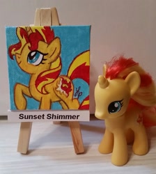 Size: 1836x2050 | Tagged: safe, artist:lucaspratt, sunset shimmer, pony, unicorn, brushable, female, mare, painting, toy, traditional art