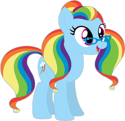 Size: 1024x994 | Tagged: safe, artist:ra1nb0wk1tty, derpibooru import, rainbow dash, sugarcoat, earth pony, pony, equestria girls ponified, female, glasses, mare, ponified, recolor, simple background, solo, transparent background
