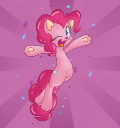 Size: 1500x1595 | Tagged: safe, artist:hidden-cat, pinkie pie, cat, catified, confetti, happy, pinkie cat, solo, species swap