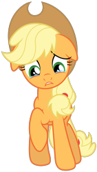 Size: 3500x6194 | Tagged: safe, artist:stabzor, applejack, earth pony, pony, apple family reunion, crying, sad, simple background, solo, transparent background, unhapplejack, vector