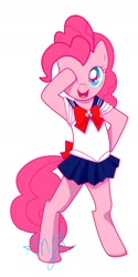 Size: 900x1800 | Tagged: safe, artist:angelemlin, pinkie pie, pony, bipedal, clothes, sailor scout, school uniform