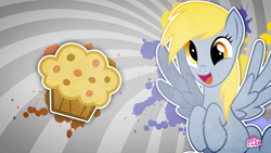 Size: 1920x1080 | Tagged: safe, artist:edwinprgtr, derpy hooves, pegasus, pony, female, mare, muffin, vector, wallpaper