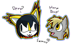 Size: 1241x812 | Tagged: safe, artist:blazewaffle, derpy hooves, pegasus, pony, crossover, cute, female, honey the cat, mare, parody, sonic the hedgehog (series)