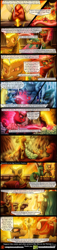 Size: 1200x5238 | Tagged: safe, artist:bonaxor, queen chrysalis, oc, oc:firespite, oc:firexia, oc:infernox, oc:pyhrra, changeling, changeling queen, comic:the greater flame, comic, fire pony, food, meat