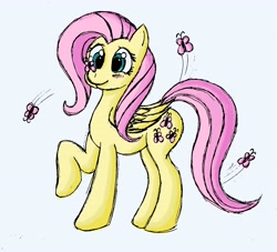 Size: 3955x3587 | Tagged: safe, artist:malamol, fluttershy, butterfly, pegasus, pony, female, mare, solo