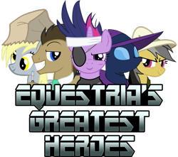 Size: 1024x906 | Tagged: safe, artist:wolfram-and-hart, daring do, derpy hooves, doctor whooves, mare do well, twilight sparkle, pegasus, pony, female, future twilight, mare