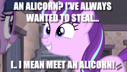 Size: 1258x720 | Tagged: safe, edit, edited screencap, screencap, starlight glimmer, twilight sparkle, twilight sparkle (alicorn), alicorn, pony, unicorn, the cutie map, equal cutie mark, image macro, implied cutie mark theft, meme