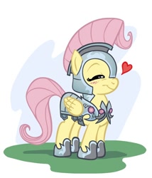 Size: 600x700 | Tagged: safe, artist:tompreston, fluttershy, pegasus, pony, armor, blushing, crystal guard armor