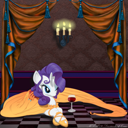 Size: 2000x2000 | Tagged: safe, artist:flutterdash75, artist:sunibee, artist:yanoda, edit, rarity, pony, unicorn, clothes, curtains, dress, shoes, solo, wine