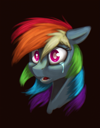 Size: 1731x2224 | Tagged: safe, artist:jykinturah, derpibooru import, rainbow dash, pegasus, pony, askblinddash, blind, crying, sad, solo