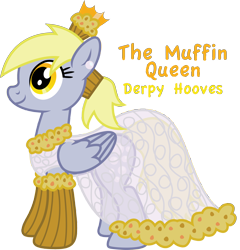 Size: 2114x2198 | Tagged: safe, artist:inkrose98, derpy hooves, pegasus, pony, clothes, dress, female, gala dress, grand galloping gala, mare, muffin, muffin queen, simple background, solo, transparent background, vector