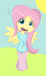 Size: 370x614 | Tagged: safe, artist:invader-sickness, fluttershy, human, clothes, female, humanized, long skirt, skirt, solo, winged humanization