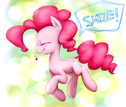 Size: 2100x1800 | Tagged: safe, artist:ifthemainecoon, pinkie pie, earth pony, pony, cute, dialogue, diapinkes, eyes closed, female, mare, music notes, profile, smiling, solo, speech bubble