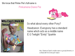 Size: 867x646 | Tagged: safe, pinkie pie, earth pony, human, pony, female, headcanon, mare, pinkamena diane pie