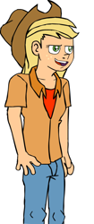 Size: 360x858 | Tagged: safe, artist:dogdays124, applejack, human, applejack's hat, blonde hair, clothes, female, humanized, solo