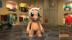 Size: 1024x576 | Tagged: safe, applejack, earth pony, pony, 3d, modnation racers, nightmare fuel, solo, wat