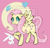 Size: 400x380 | Tagged: safe, artist:natachouille, fluttershy, pegasus, pony, rabbit, female, mare, pet, pink mane, watermark, yellow coat