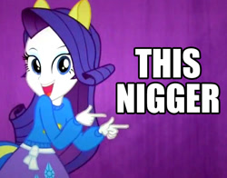 Size: 668x524 | Tagged: safe, edit, edited screencap, screencap, rarity, equestria girls, equestria girls (movie), caption, racial slur, solo, vulgar