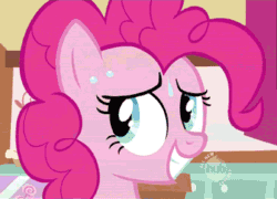 Size: 350x252 | Tagged: safe, pinkie pie, earth pony, pony, animated, female, mare, pink coat, pink mane, reaction image, solo