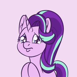 Size: 1000x1000 | Tagged: safe, artist:yakoshi, starlight glimmer, pony, unicorn, cute, eye shimmer, female, glimmerbetes, hooves together, looking at you, mare, pouting, sad, solo