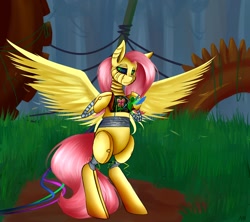 Size: 1280x1138 | Tagged: safe, artist:ihaveacatasahat, fluttershy, bird, pegasus, pony, robot, elements of harmony, flutterbot, solo