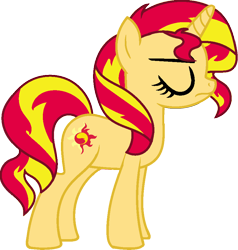 Size: 877x923 | Tagged: safe, artist:novacainenightmares, sunset shimmer, pony, unicorn, backwards cutie mark, eyebrows, simple background, solo, transparent background