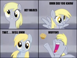 Size: 606x454 | Tagged: safe, derpy hooves, pegasus, pony, female, hey girls did you know, mare, muffin, scrunchy face