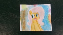 Size: 1280x720 | Tagged: safe, artist:whatsapokemon, fluttershy, pegasus, pony, female, mare, solo, traditional art