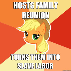 Size: 600x600 | Tagged: safe, applejack, earth pony, pony, apple family reunion, advice meme, female, image macro, mare