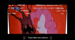 Size: 639x348 | Tagged: safe, screencap, pinkie pie, earth pony, pony, chat, female, mare, pink coat, pink mane, youtube caption