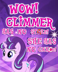Size: 273x338 | Tagged: safe, starlight glimmer, pony, unicorn, caption, dk rap, donkey kong 64, expand dong, exploitable meme, gameloft, image macro, lanky kong, meme, song in the comments, wow! glimmer