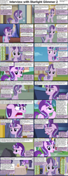 Size: 1282x3304 | Tagged: safe, starlight glimmer, pony, unicorn, comic:celestia's servant interview, blushing, caption, cs captions, female, interview, looking at you, mare, ponyville, twilight's castle