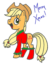 Size: 553x721 | Tagged: safe, artist:twitterfulpony, applejack, earth pony, pony, christmas, clothes, coat, socks