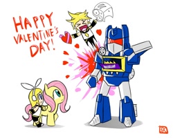 Size: 1000x800 | Tagged: safe, fluttershy, pegasus, pony, bionicle, kagamine len, kagamine rin, kanohi akaku, lego, soundwave (transformers), transformers, vocaloid