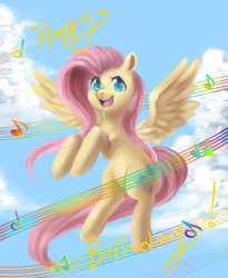 Size: 860x1050 | Tagged: safe, artist:moon-beams, fluttershy, pegasus, pony, female, mare, singing, solo